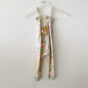 NWT Angel Dear Sleeveless Floral Flamingo Smocked Romper Toddler 18-24 M